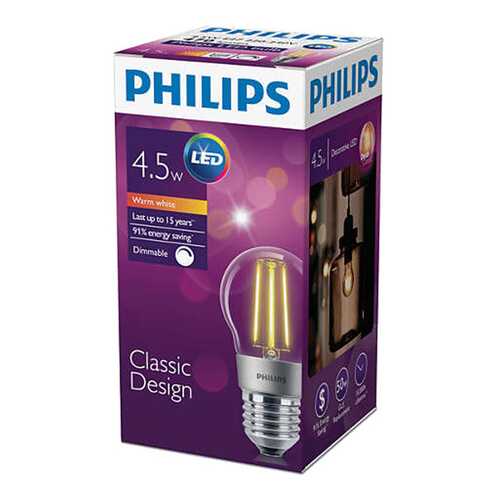 Лампа Philips LEDClassic 5-50 W P 45 E 27 WW CL APR в Леонардо